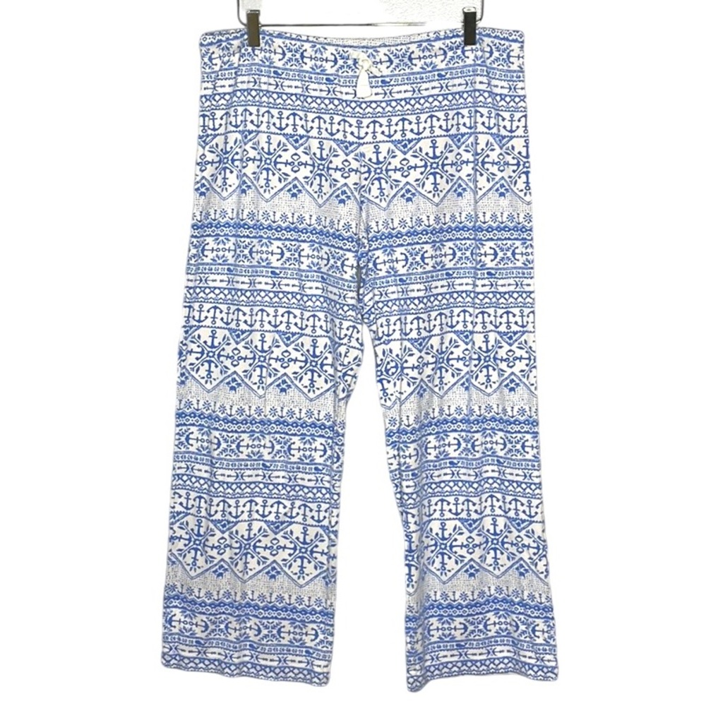 VINEYARD VINES WOMENS LOUNGE PANTS WINTER PRINT WITH ANCHORS 100% COTTON SZ L